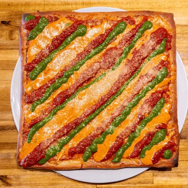 Tri Colore Sicilian Pizza.