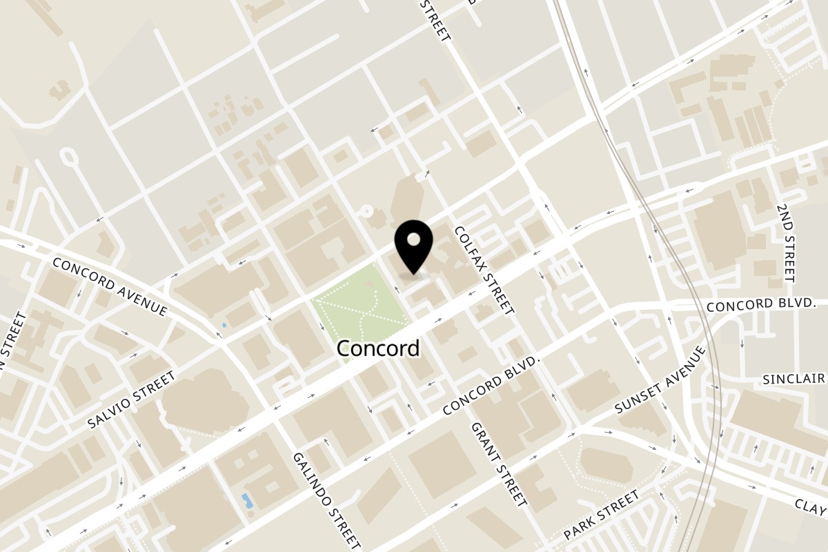 Map showing the location of Cafe Napolina on 1950 Grant St # B in Concord